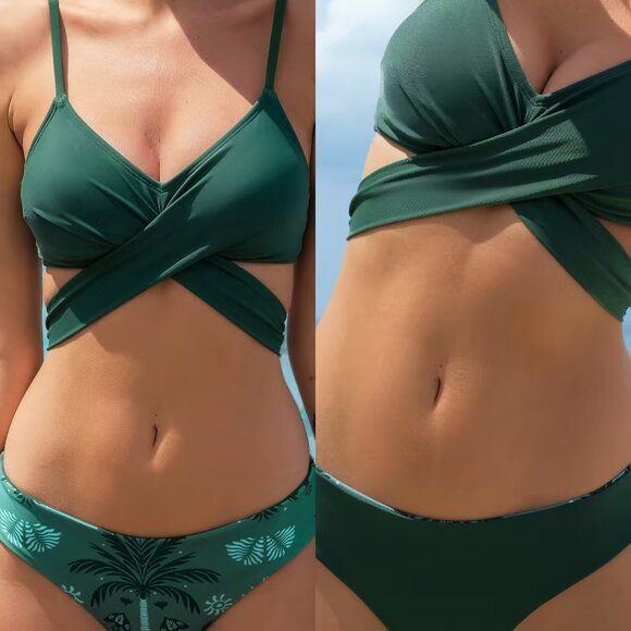 Cupshe Keep Palm Reversible Hipster Bikini Bottom | Size L | NWT | 2-in-1 Style - Picture 3 of 3